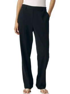 Pantalon chino noir pourvu d'une coupe droite et d'une taille élastiquée