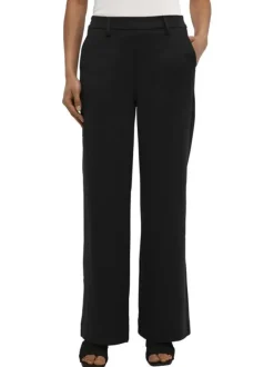 Pantalon chino noir pourvu d'une coupe droite et d'une taille élastiquée