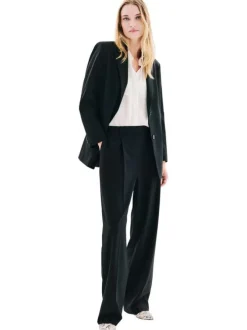 Pantalon chino noir uni avec une coupe ample et une taille élastiquée