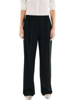 Pantalon chino noir uni avec une coupe ample et une taille élastiquée