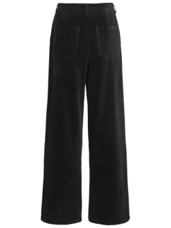 Pantalon chino noir uni avec une coupe bootcut et des passants