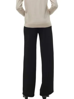 Pantalon chino noir uni avec une coupe bootcut et une fermeture zippée