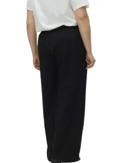 Pantalon Chino noir uni avec une coupe bootcut et une taille élastiquée
