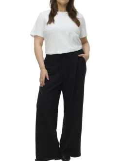 Pantalon Chino noir uni avec une coupe bootcut et une taille élastiquée