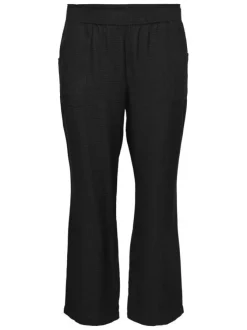 Pantalon Chino noir uni avec une coupe bootcut et une taille élastiquée