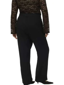 Pantalon Chino noir uni avec une coupe bootcut et une taille élastiquée