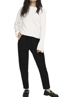 Pantalon Chino noir uni avec une coupe cigarette et une taille élastiquée