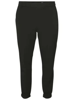Pantalon chino noir uni avec une coupe droite et ceinture élastiquée