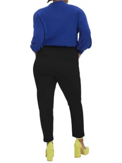 Pantalon chino noir uni avec une coupe droite et ceinture élastiquée