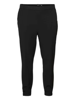Pantalon chino noir uni avec une coupe droite et ceinture élastiquée