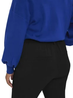 Pantalon chino noir uni avec une coupe droite et ceinture élastiquée