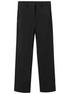 Pantalon chino 7/8 noir uni avec une coupe droite et 4 poches