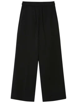 Pantalon chino noir uni avec une coupe droite et une taille élastiquée