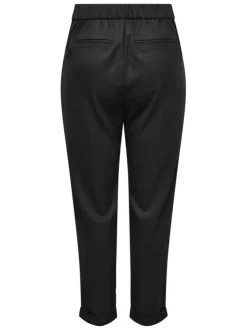 Pantalon chino noir uni avec une coupe droite et une taille élastiquée