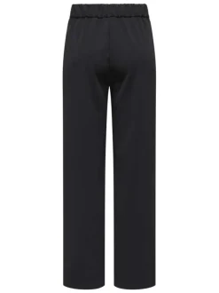 Pantalon chino noir uni avec une coupe droite et une taille élastiquée