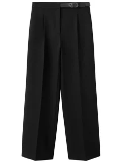 Pantalon chino noir uni avec une coupe droite à zip avec une agrafe