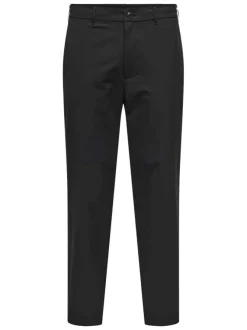 Pantalon Chino noir uni avec une coupe droite à zip et à bouton
