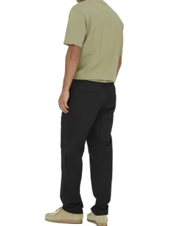 Pantalon Chino noir uni avec une coupe droite à zip et à bouton