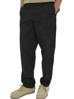 Pantalon Chino noir uni avec une coupe droite à zip et à bouton