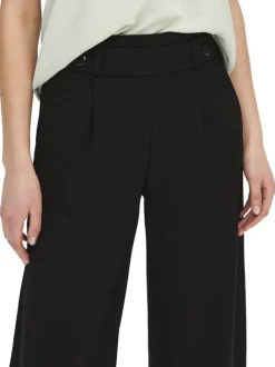 Pantalon chino noir uni avec une coupe flare et une taille élastiquée