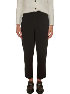 Pantalon Chino noir uni avec une coupe slim et un bijou décoratif