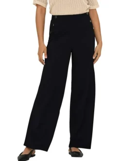 Pantalon chino noir uni à coupe bootcut avec des bijoux aux poches