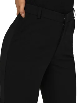 Pantalon chino noir uni à coupe droite avec une taille haute