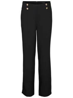 Pantalon chino noir uni à coupe droite et une taille intermédiaire