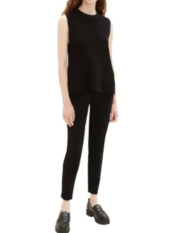 Pantalon chino noir uni à coupe slim avec un lien à nouer à la taille