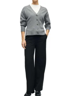Pantalon chino noir uni pourvu d'une taille élastiquée et d'une coupe droite