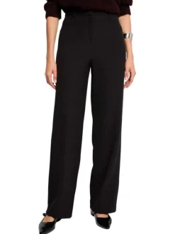 Pantalon Chino noir uni taille haute avec une coupe droite et 2 poches