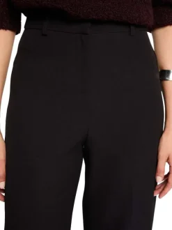 Pantalon Chino noir uni taille haute avec une coupe droite et 2 poches