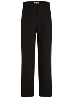 Pantalon Chino noir uni taille haute avec une coupe droite et 2 poches