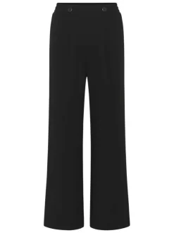 Pantalon chino noir uni taille haute pourvu d'une coupe bootcut