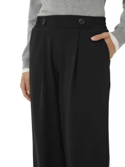 Pantalon chino noir uni taille haute pourvu d'une coupe bootcut