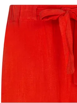 Pantalon Chino orange en lin uni avec une coupe large et un lien à nouer à l'avant