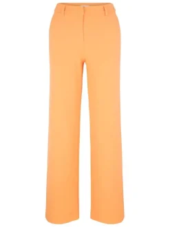 Pantalon chino orange uni avec une coupe bootcut et une taille haute