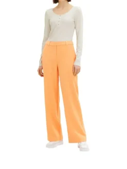 Pantalon chino orange uni avec une coupe bootcut et une taille haute