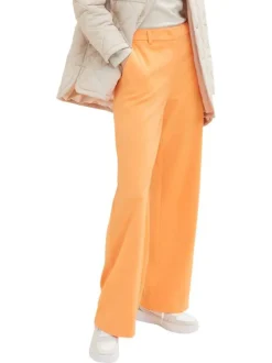 Pantalon chino orange uni avec une coupe bootcut et une taille haute