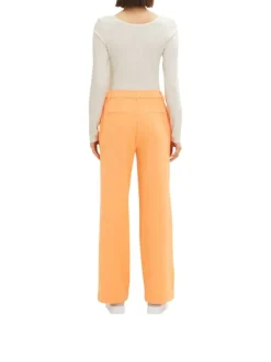 Pantalon chino orange uni avec une coupe bootcut et une taille haute