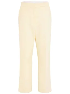 Pantalon chino à plis jaune pourvu d'une coupe droite et d'une taille haute