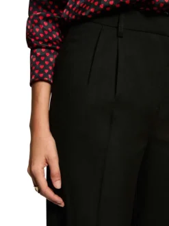 Pantalon chino à plis noir pourvu d'une coupe bootcut et d'une taille haute