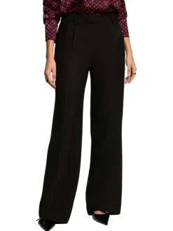 Pantalon chino à plis noir pourvu d'une coupe bootcut et d'une taille haute
