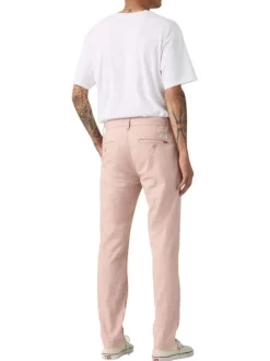 Pantalon chino rose à coupe slim pourvu du patch de la marque