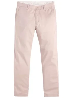 Pantalon chino rose à coupe slim pourvu du patch de la marque