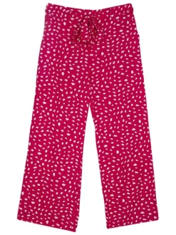 Pantalon chino rouge imprimé avec une coupe droite et des passants à la taille