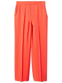 Pantalon chino rouge uni avec une coupe droite et une taille haute