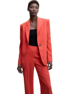 Pantalon chino rouge uni avec une coupe droite et une taille haute
