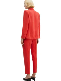 Pantalon chino rouge uni avec une coupe droite et une taille intermédiaire