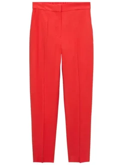 Pantalon chino rouge uni avec une coupe droite et une taille intermédiaire